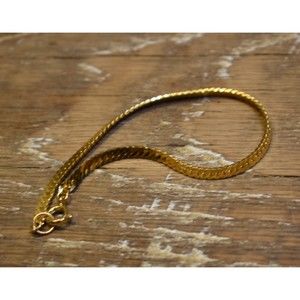 Vintage Gold Plated 4mm Herringbone Chain Bracelet 7 3/8"